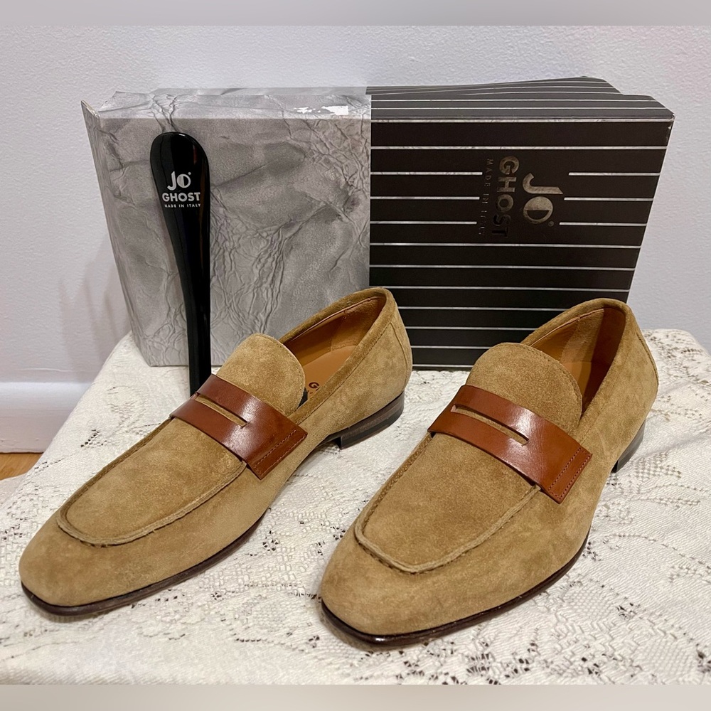 NlB JO GHOST SUEDE WITH LEATHER Accent Loafers Leather Sole Mens size 8 EU 41